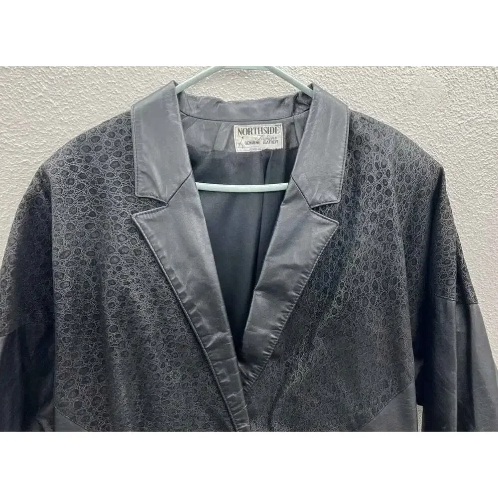 Vintage Womens Northside Fashions Jacket Size Unknown Genuine Leather Button Up